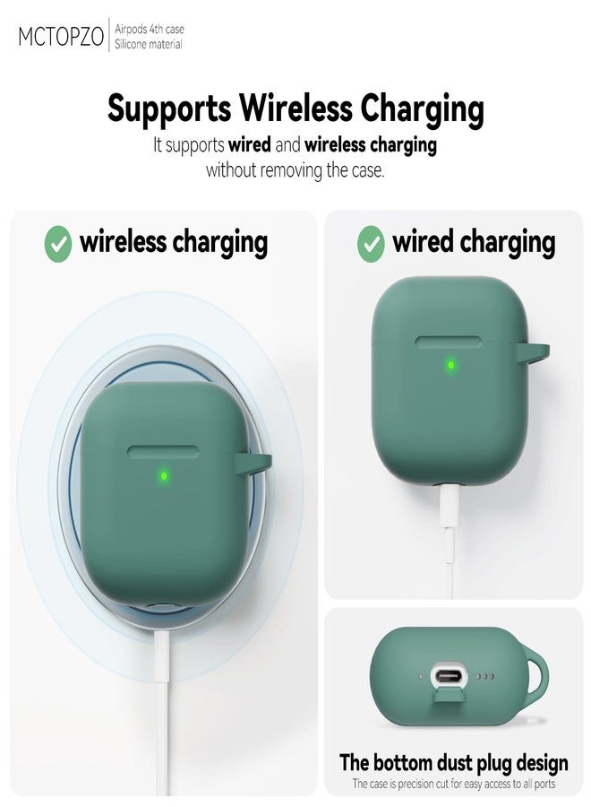 MCTOPZO for AirPods 4 Case 2024 Come with Cleaner Kit,Soft Silicone Protective Case for Apple AirPods 4th Generation Case with Keychain,Compatible with AirPod 4 Case Cover for Women Men-Pine Green - Image 4