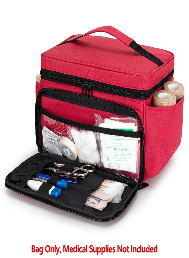 CURMIO Small Medicine Storage Bag Empty, Family First Aid Box, Pill Bottle Organizer for Emergency Medical Supplies, Red (Bag Only, Patent Pending) - Image 3
