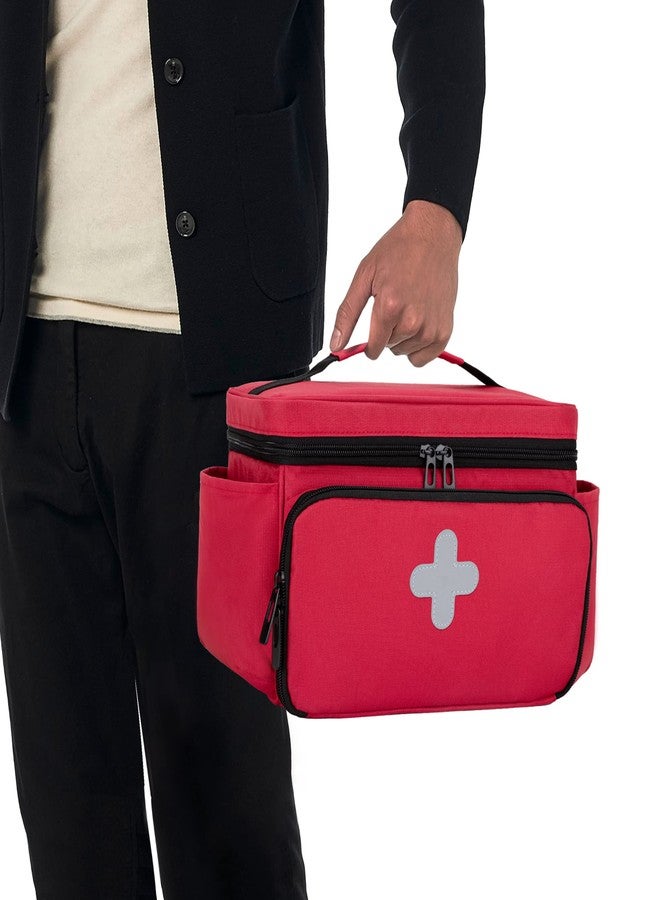 CURMIO Small Medicine Storage Bag Empty, Family First Aid Box, Pill Bottle Organizer for Emergency Medical Supplies, Red (Bag Only, Patent Pending) - Image 5