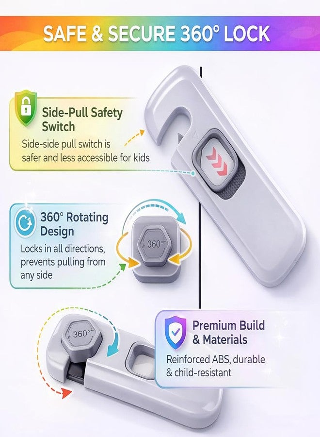 GOXIN (Pack of 2) Toddler Safety Refrigerator Lock - Childproof Fridge, Cabinet & Freezer Door Strap, Fits up to 1" (25mm) Sealing Strip - No Tools or Drilling Needed - Image 4