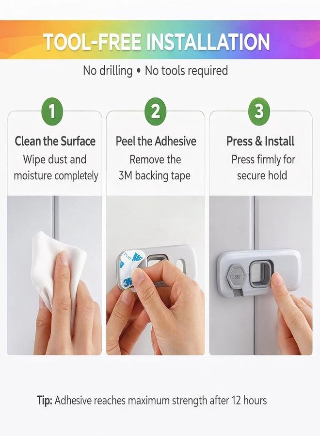 GOXIN (Pack of 2) Toddler Safety Refrigerator Lock - Childproof Fridge, Cabinet & Freezer Door Strap, Fits up to 1" (25mm) Sealing Strip - No Tools or Drilling Needed - Image 3