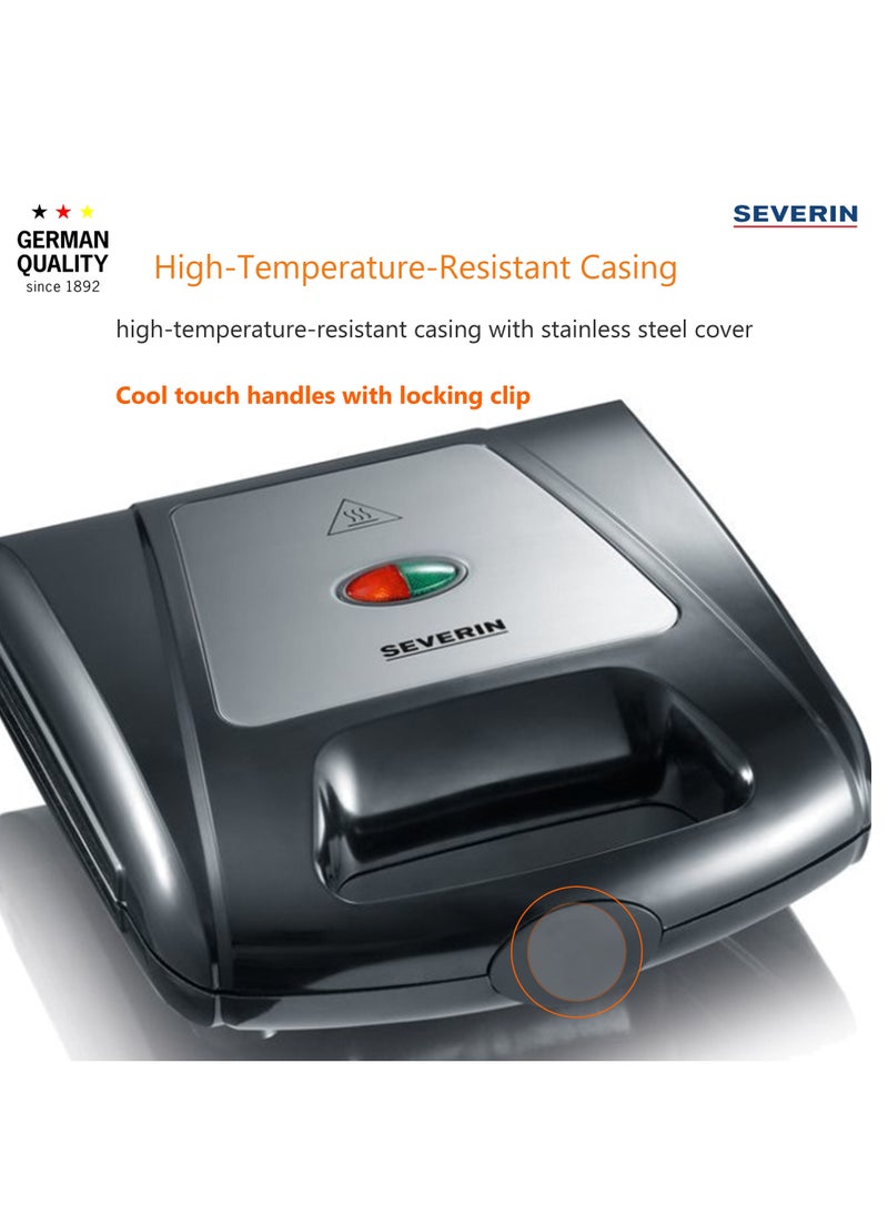 Severin - German Brand Severin 3 in 1 Multi Sandwich Waffle Toaster with 1000W of Power SA 2968 Black-Chrome - Image 1