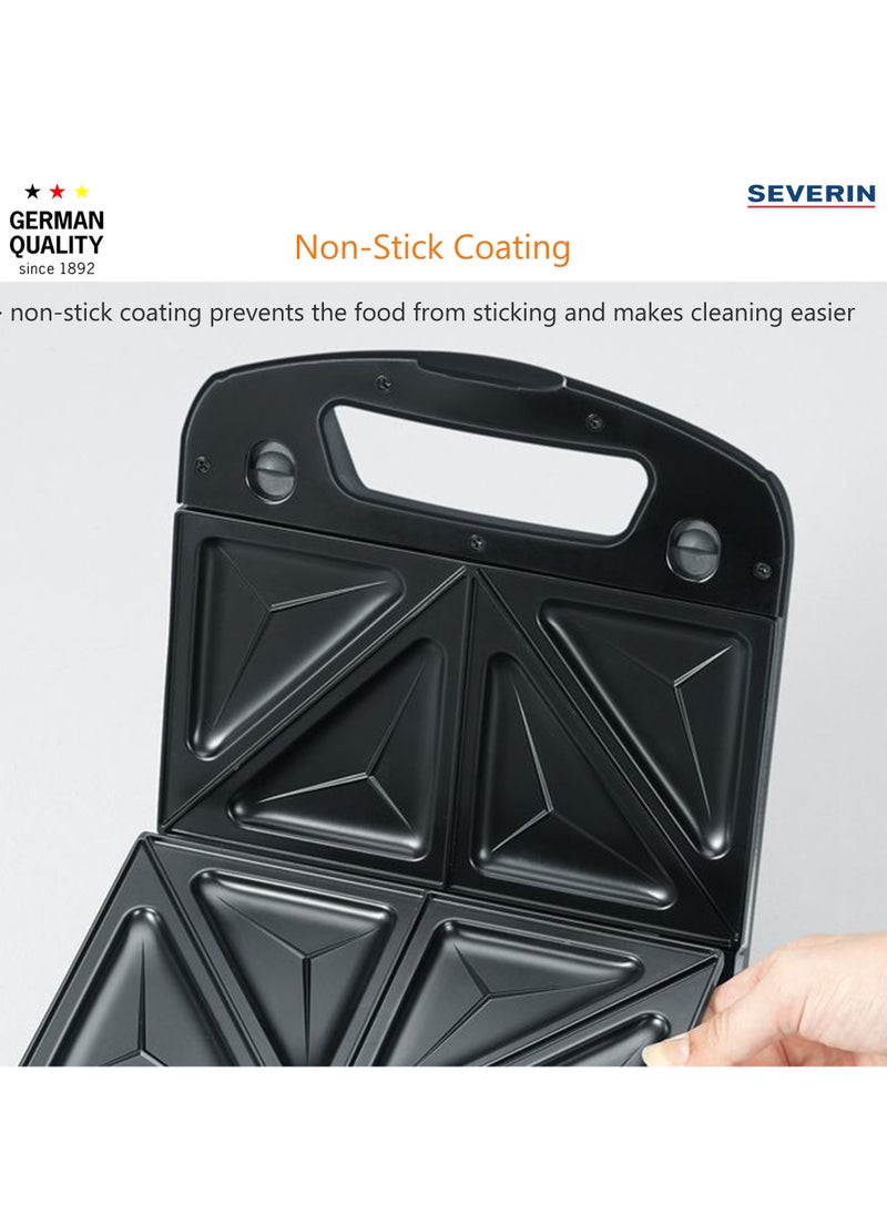 Severin - German Brand Severin 3 in 1 Multi Sandwich Waffle Toaster with 1000W of Power SA 2968 Black-Chrome - Image 1