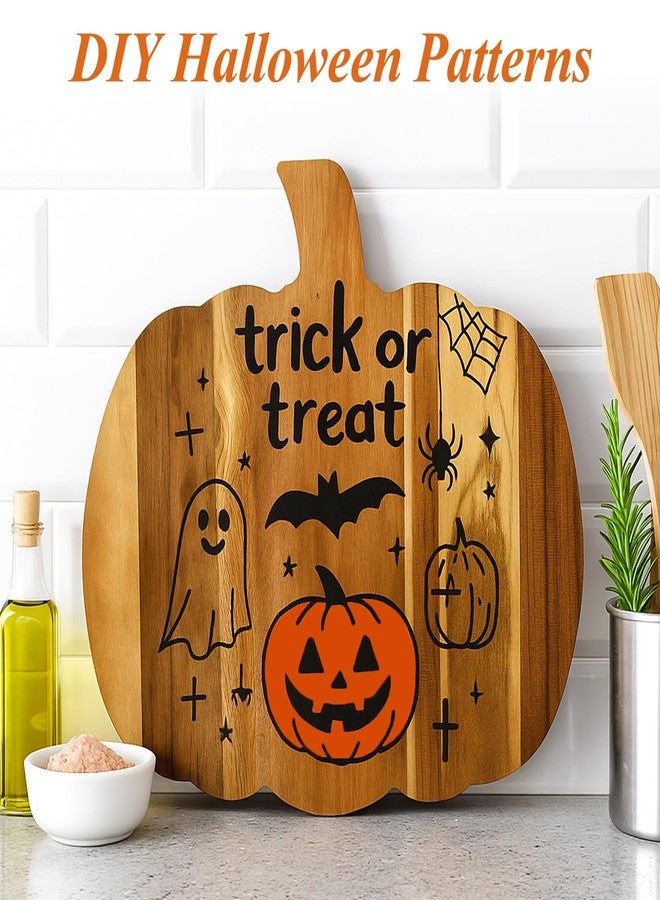 Renawe Acacia Wood Pumpkin Decor Halloween Charcuterie Boards for Kitchen Halloween Decoration Rustic Fall Serving Tray Food Dish Wooden Pumpkins Platter Thanksgiving Decorative Cheese Turkey Board - Image 4
