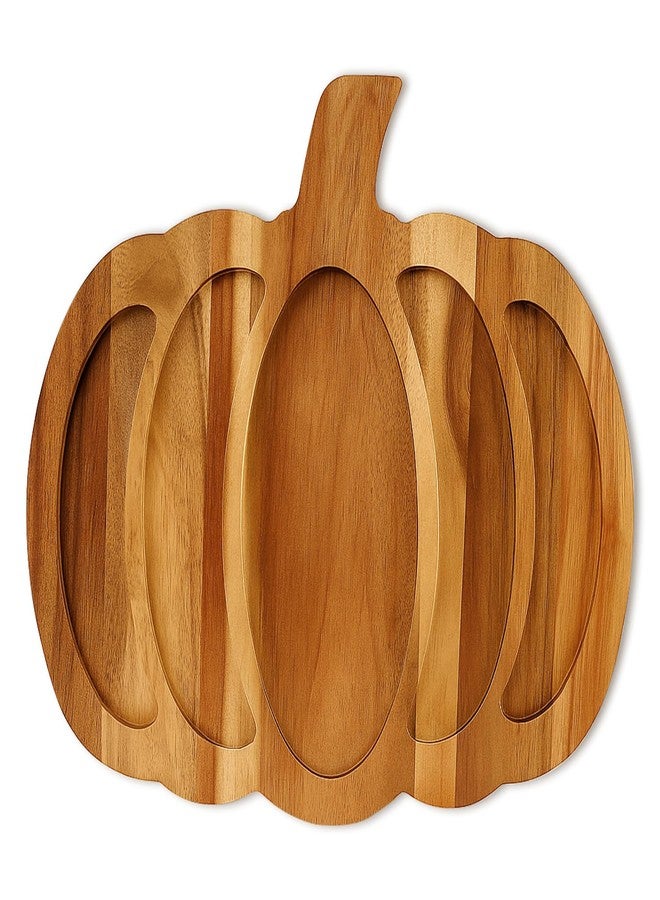 Renawe Acacia Wood Pumpkin Decor Halloween Charcuterie Boards for Kitchen Halloween Decoration Rustic Fall Serving Tray Food Dish Wooden Pumpkins Platter Thanksgiving Decorative Cheese Turkey Board - Image 1