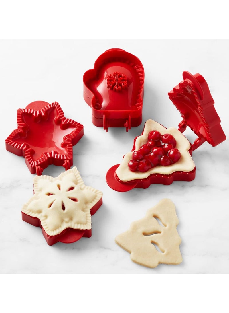 3 Pieces Mini Pie Maker for Baking, Hand Pie Molds for Party Baking Supplies, Snowflake, Mitt and Tree Shapes Dough Presser Pocket Pie Mold Set, Classic Mini Pie Maker