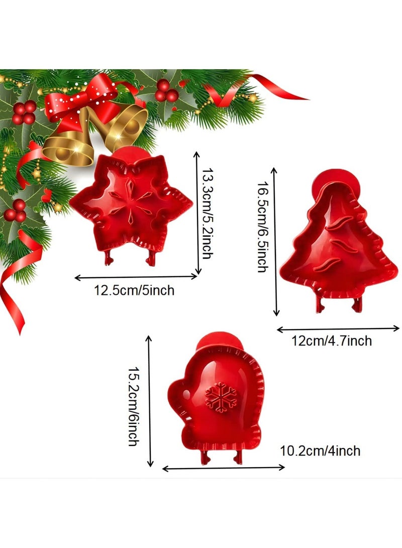 3 Pieces Mini Pie Maker for Baking, Hand Pie Molds for Party Baking Supplies, Snowflake, Mitt and Tree Shapes Dough Presser Pocket Pie Mold Set, Classic Mini Pie Maker