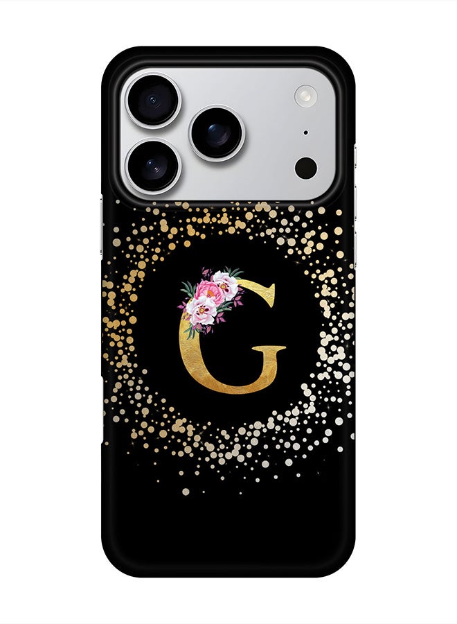 Stylizedd For iPhone 17 Pro,Case, [Compatible with MagSafe] Magnetic cover Slim fit Protection Matte, - Custom Monogram Floral - G ( Black )