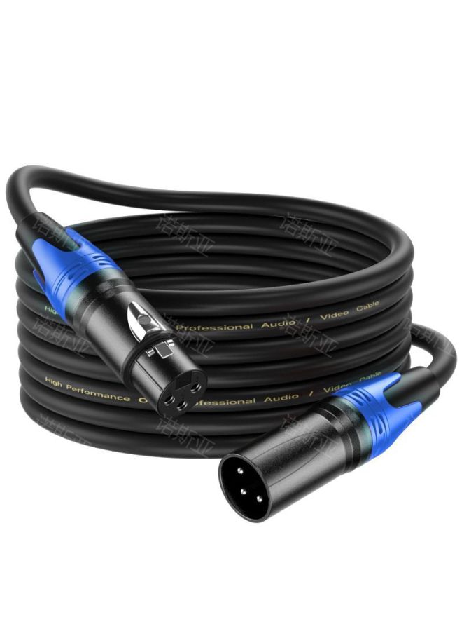XLR Three-core Cannon Line Male To Female Audio Line KTV Audio Microphone Cable Professional Microphone Cannon-Color:☆Xlr Wire Blue Tail Ring*ofc Oxygen-free Copper*3 Core*od6.0*black*pvc-Length:1m  - Image 1