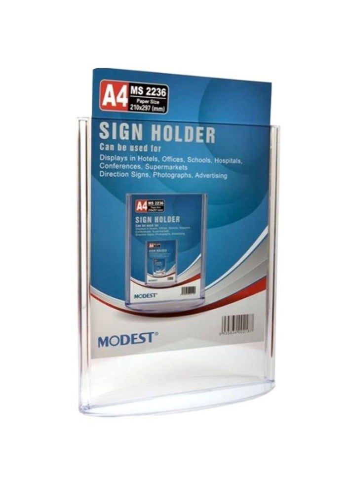 MODEST حامل لافتات أكريليك محتشم، بحجم A4، شفاف - Image 1