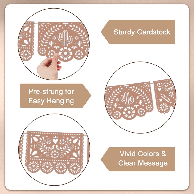 EoBeCy Cielito Lindo Party Decoration, Papel Picado Banner with Tissue Paper Fans and Flowers, Mexican Fiesta Birthday Wedding Cinco de Mayo Party Supplies - Image 4