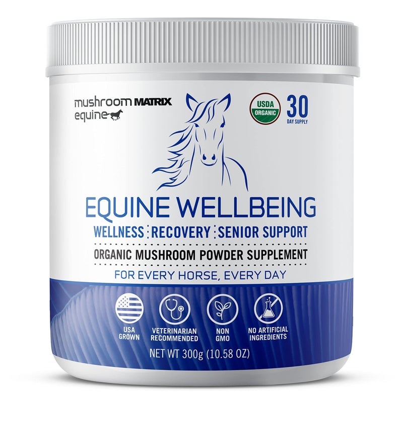 mushroom Matrix Om Mushroom Matrix - Equine | Wellbeing | USA Grown Human-Grade Organic Mushroom Powder Show Safe Horse Supplement | Wellness, Recovery, & Senior Support | 300 Grams, 10.5 oz - Image 1