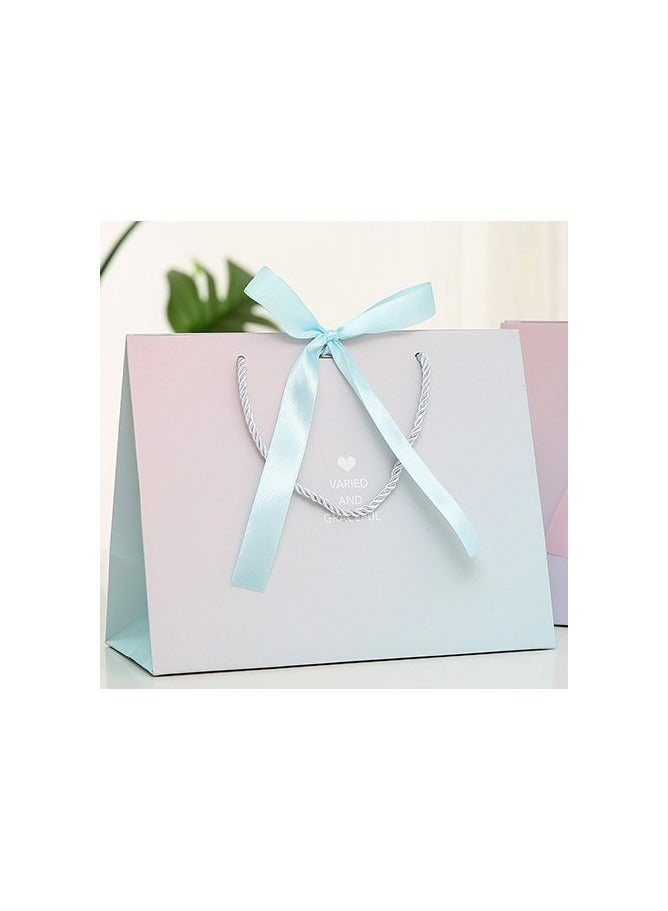 PEI  AN Instagrammable Ombre Gift Bags – Trendy Two-Tone Gradient Hand Carry Bags with Ribbon Bow for Boutique  Gifts (4 Pieces) - Image 2