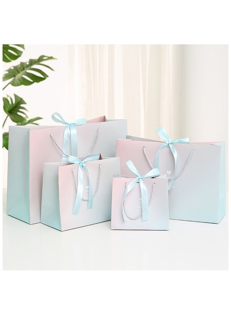 PEI  AN Instagrammable Ombre Gift Bags – Trendy Two-Tone Gradient Hand Carry Bags with Ribbon Bow for Boutique  Gifts (4 Pieces) - Image 1