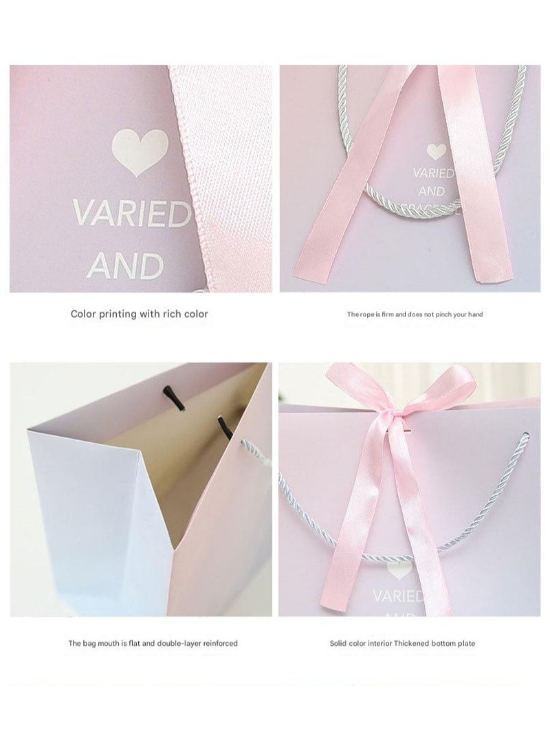 PEI  AN Instagrammable Ombre Gift Bags – Trendy Two-Tone Gradient Hand Carry Bags with Ribbon Bow for Boutique  Gifts (4 Pieces) - Image 4