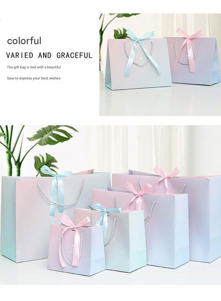PEI  AN Instagrammable Ombre Gift Bags – Trendy Two-Tone Gradient Hand Carry Bags with Ribbon Bow for Boutique  Gifts (4 Pieces) - Image 3