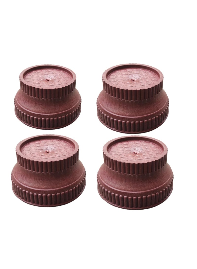KAKUMANU KAKUMANU Round Plastic LegsFoot and Stand for Almirah Wardrobe Refrigerator Sofa Sleeping Bed Dinning Table and Dressing Table MultiPurpose 4 Pieces Brown  - Image 3