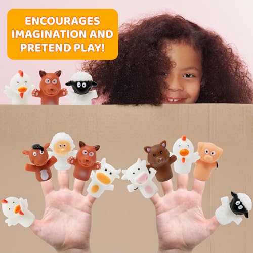Kiddie Play دمى الأصابع للأطفال 10 قطع من حيوانات المزرعة مجموعة مطاطية لوقت القصص وألعاب الحمام - Image 5