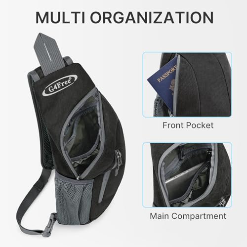 G4Free Sling Bag for Men Women, Small Crossbody Backpack Lightweight Chest Shoulder Bags for Travel, Outdoor and Sports (Dark Grey) - Image 3