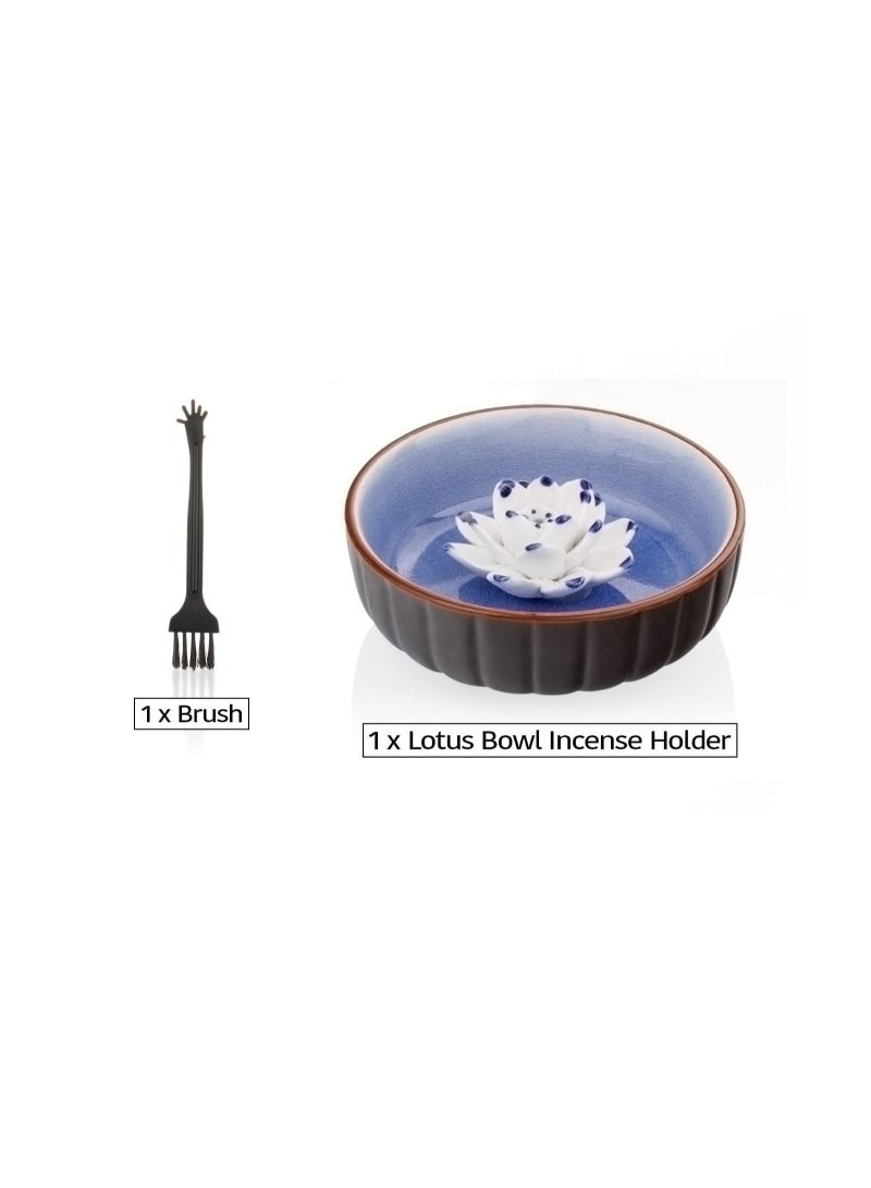 Captaintech Incense Holders for Sticks, Ceramic Handicraft Lotus Stick Incense Burner Holder,  4.53 inch Lotus Ash Catcher Bowl Incense Burner Home Decor for Yoga Meditation Spa Relaxation - Image 4