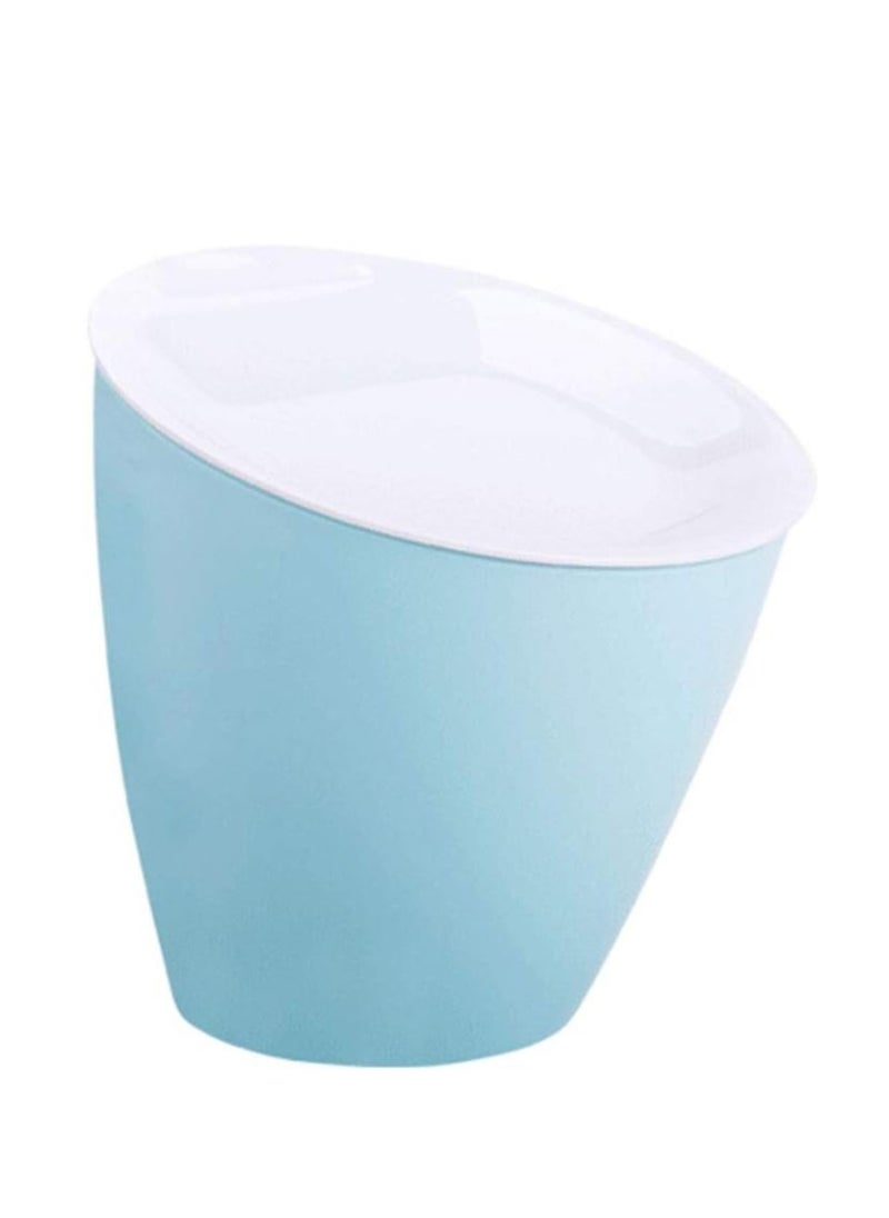 DUSALA Trash Can Round Plastic Small Trash Can Wastebasket Countertop Trash Can With Lid Garbage Can  - Image 1