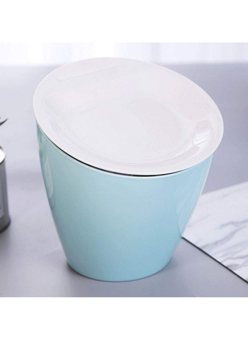 DUSALA Trash Can Round Plastic Small Trash Can Wastebasket Countertop Trash Can With Lid Garbage Can  - Image 3