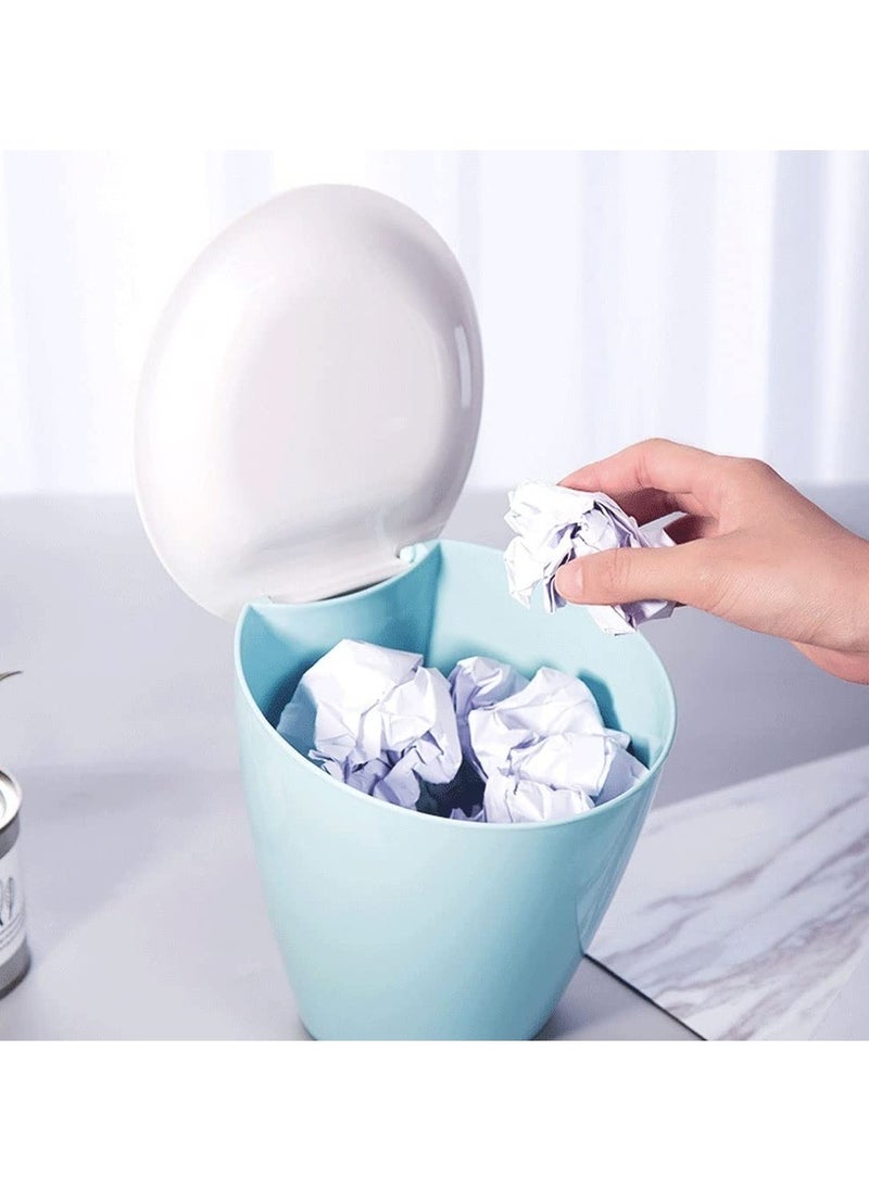DUSALA Trash Can Round Plastic Small Trash Can Wastebasket Countertop Trash Can With Lid Garbage Can  - Image 5