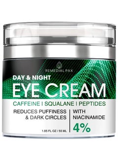 REMEDIAL PAX Eye Cream for Dark Circles and Puffiness, Bags Under Eyes Treatment, Anti-Aging Collagen Eye Cream for Wrinkles, Day & Night Caffeine Eye Cream with Niacinamide Dimethicone  - Image 1