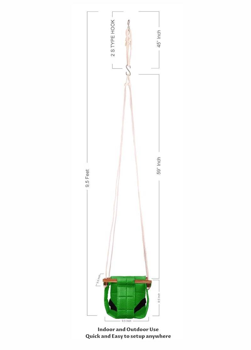 ASHISH Baby Jhula/Swing for Kids/Indoor/Outdoor Baby Swing/Baby Garden Swing/Baby Hanging Swing/Baby Cloth Cradle/Swing for Baby and Toddler 8-36 Months (Green) - Image 4