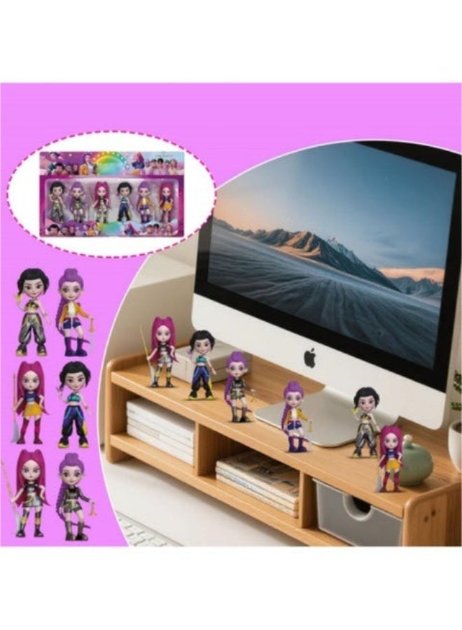 KPOP Demon Hunters 6-piece collectible figure set |  KPOP Figure Toy Set – Pack of 6 | 6" Inch each figure | Action Figures with Detailed Outfits | Character Weapons and Display Box for Boys and Girls, Collector Dolls, Rumi, Mira and Zoey - Image 3