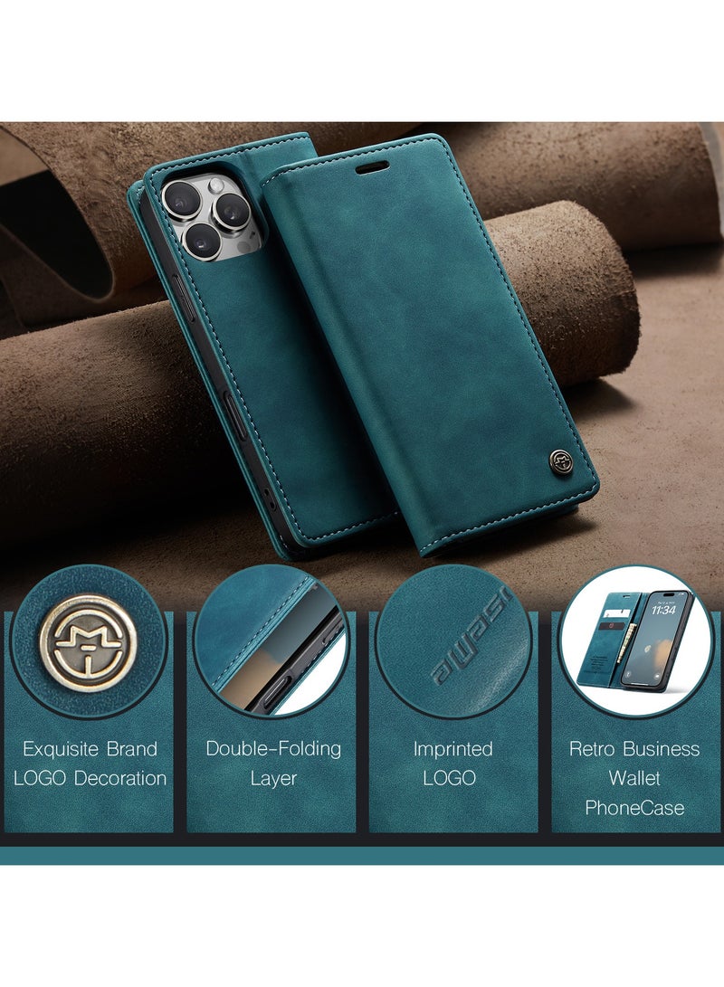 ايكارلوس حافظة جلدية مع حامل للبطاقات لهاتف iPhone 16 Pro - أزرق - Image 2