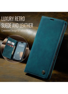 ICARLUS For iPhone 16 Pro Case Card Holder Stand Leather Phone Cover - Blue  - Image 3