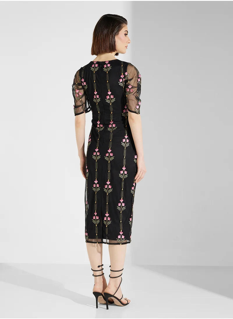 فروك اند فرل Square  Neck Midi Dress