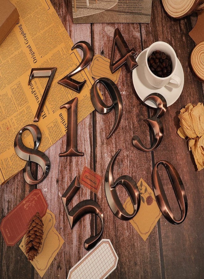 جيتك مجموعة جيتك من 10 قطع من أرقام المنازل ثلاثية الأبعاد لأبواب صناديق البريد، من 0 إلى 9، ذاتية اللصق، ملصقات عناوين الشوارع لأبواب المنازل، الشقق، المكاتب، غرف الفنادق، لافتات صناديق البريد (5 × 3.15 بوصة، نحاسي) - Image 2