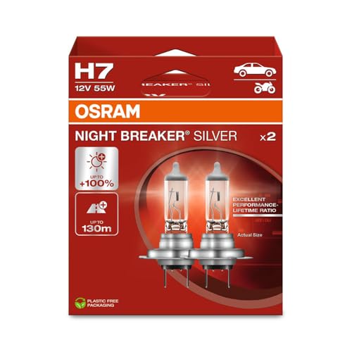 Osram Night Breaker Silver H7 100 More Brightness Halogen Headlight Bulb 64210NBS2HB 12 V Car Hanging Box 2 Lamps