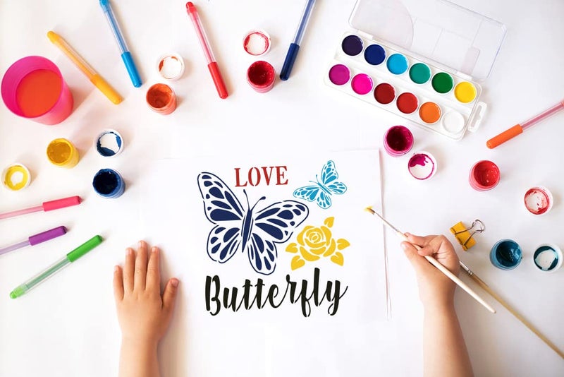 Hying 9PCS Large Spring Stencils for Painting on Wood, Wall, Fabric - Words, Flowers, Wreath, Birds, Gnomes Templates for DIY Home Decorations, Paint Wood Signs - Reusable Plastic - Image 3