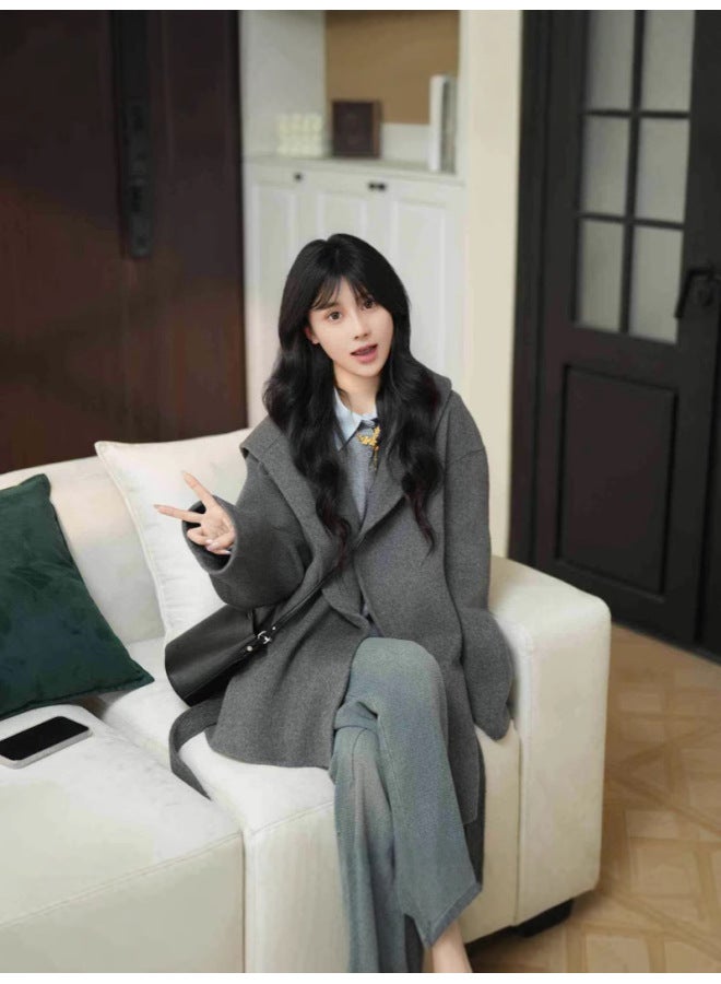 Double-sided Woolen Coat, Korean Style, Elegant, Casual, Lazy, Chanel-inspired, Autumn And Winter Style, Fashionable, Versatile, Stylish, Casual And Loose-fitting - Image 2