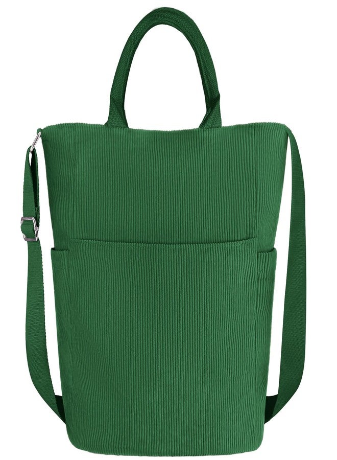 Beurlike Corduroy Tote Bag for Women Large Crossbody Hobo Bags Casual Messenger Shoulder Handbag for Shopping Work(Green) - Image 1