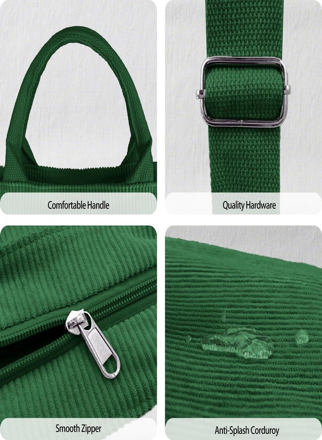 Beurlike Corduroy Tote Bag for Women Large Crossbody Hobo Bags Casual Messenger Shoulder Handbag for Shopping Work(Green) - Image 4