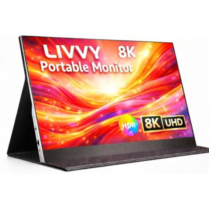 Portable Monitor 15.6, 8K UHD 7680×4320 IPS Display, 72 RGB, Built-in Speakers, USB-C Type-C, Compatible with iPhone, PC, Laptop, MacBook, Xbox, Laptop Extended Screen, - Image 1