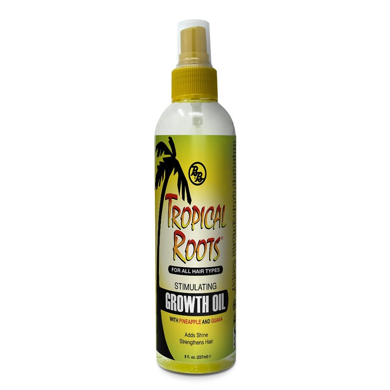 Bronner Bros Tropical Roots Stimulating Growth Oil - Hair Growth Products with Vitamin A & D, Guava & Pineapple Extracts - Sulfate & Paraben- Free Scalp Stimulator, Nourish, Moisturize Hair - 8oz - Image 1