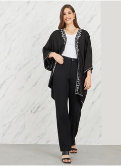 Embroidered Border Short Kimono