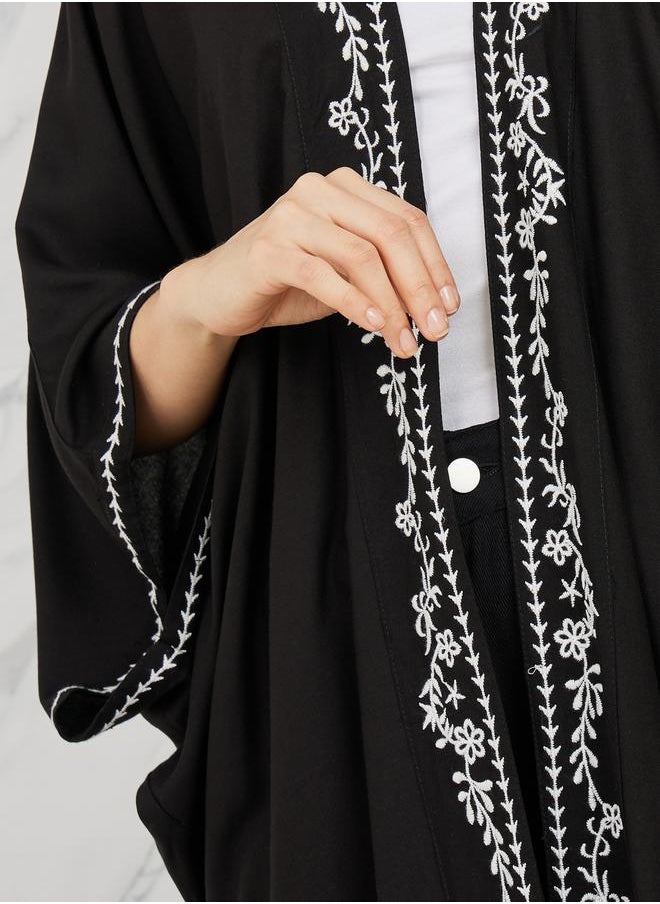 Styli - Embroidered Border Short Kimono - Image 1