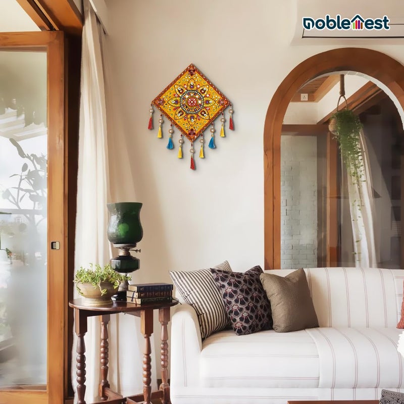Noblenest Gujrati Wooden Wall Art Hanging for Living Traditional Rangoli Design Room Decoration Item for Home Modern Decor Items Wall Hanging for Office and Bedroom NGYL082435 - Image 2