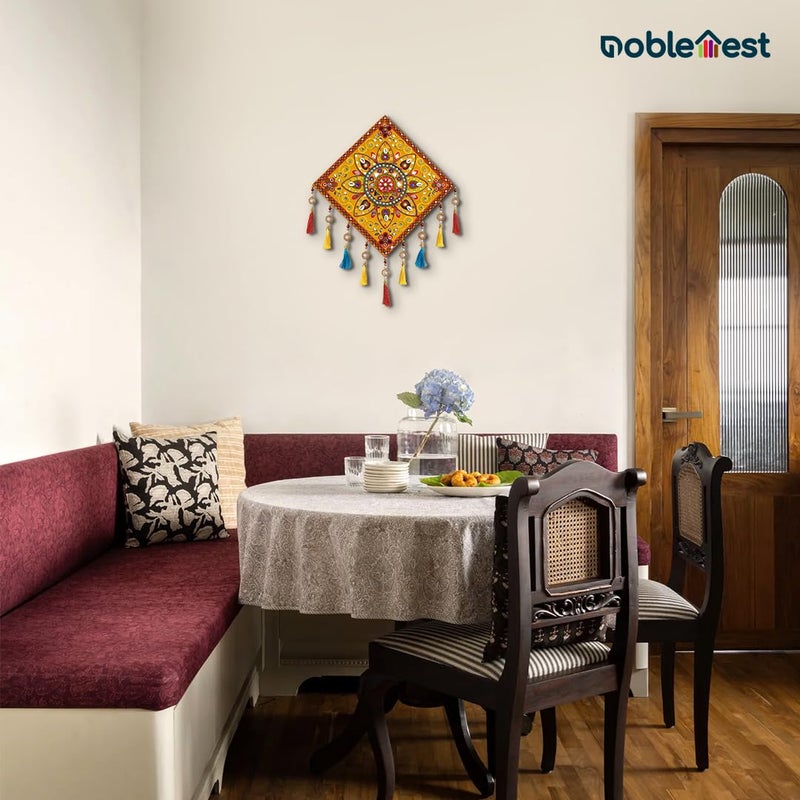 Noblenest Gujrati Wooden Wall Art Hanging for Living Traditional Rangoli Design Room Decoration Item for Home Modern Decor Items Wall Hanging for Office and Bedroom NGYL082435 - Image 3