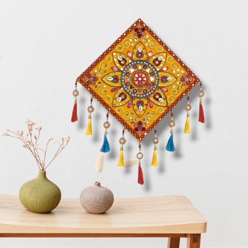 Noblenest Gujrati Wooden Wall Art Hanging for Living Traditional Rangoli Design Room Decoration Item for Home Modern Decor Items Wall Hanging for Office and Bedroom NGYL082435 - Image 1