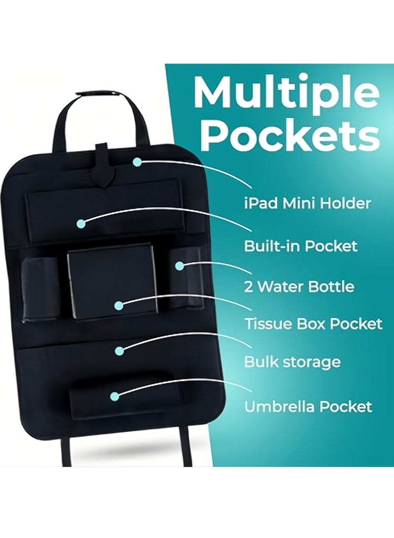 Leon Home Two Piece Car Seat Felt Organizer, Driver and Passenger Car Seat Backrest Organizers - Image 3