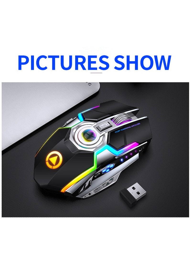 EZRA - 2.4G wireless gaming mouse backlit electronic sports mouse optical computer mouse with 5 adjustable DPI and 7 programmable buttons, - Image 1