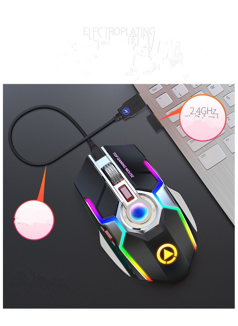 EZRA - 2.4G wireless gaming mouse backlit electronic sports mouse optical computer mouse with 5 adjustable DPI and 7 programmable buttons, - Image 1