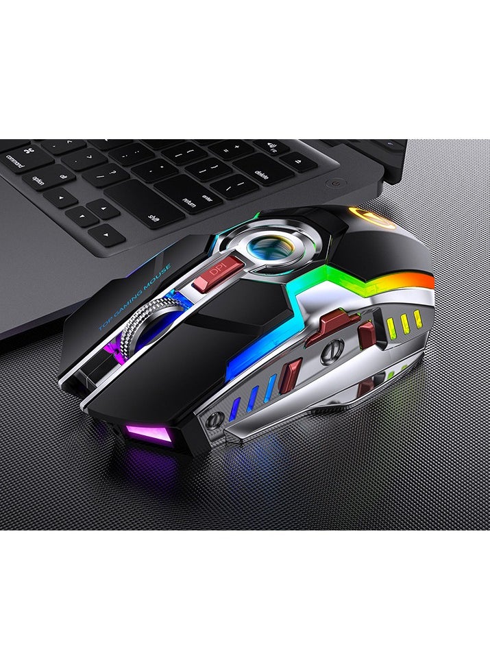 EZRA - 2.4G wireless gaming mouse backlit electronic sports mouse optical computer mouse with 5 adjustable DPI and 7 programmable buttons, - Image 1